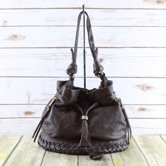 Elliott Lucca Handbags - ELLIOT LUCCA Brown Woven Leather Satchel Bag